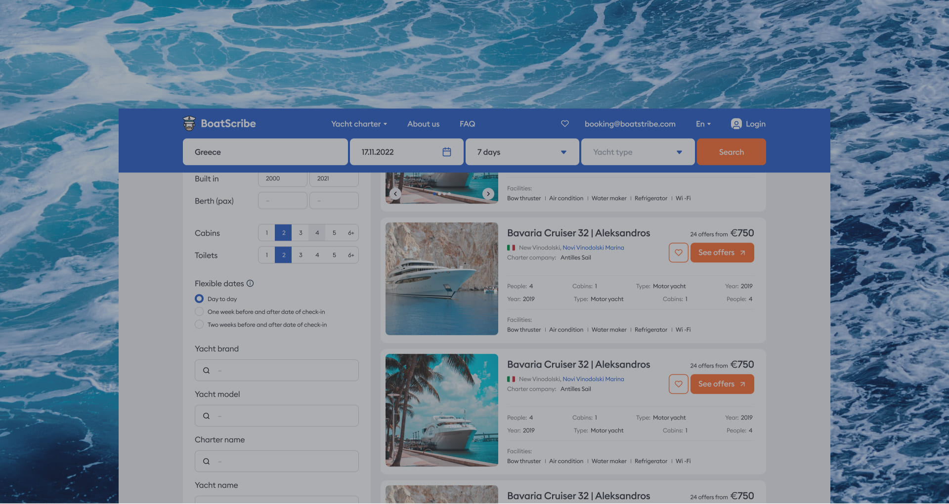 BoatScribe — прайс-агрегатор для зручної оренди човнів, вітрильників, катамаранів та яхт.